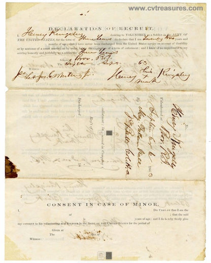 ORIGINALAuthentic Civil War Enlistment Letter Black Soldier 1863