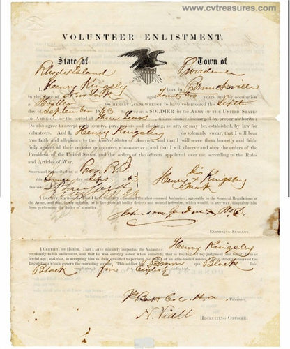 ORIGINALAuthentic Civil War Enlistment Letter Black Soldier 1863