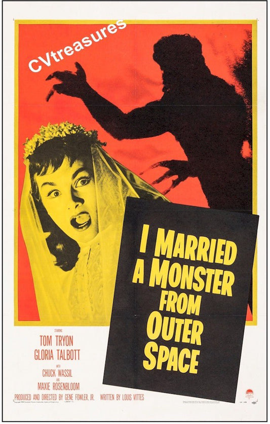 Original Vintage Horror Movie Poster One SHeet I MARRIED A MONSTER FROM OUTER SPACE 1958 Linen Backed