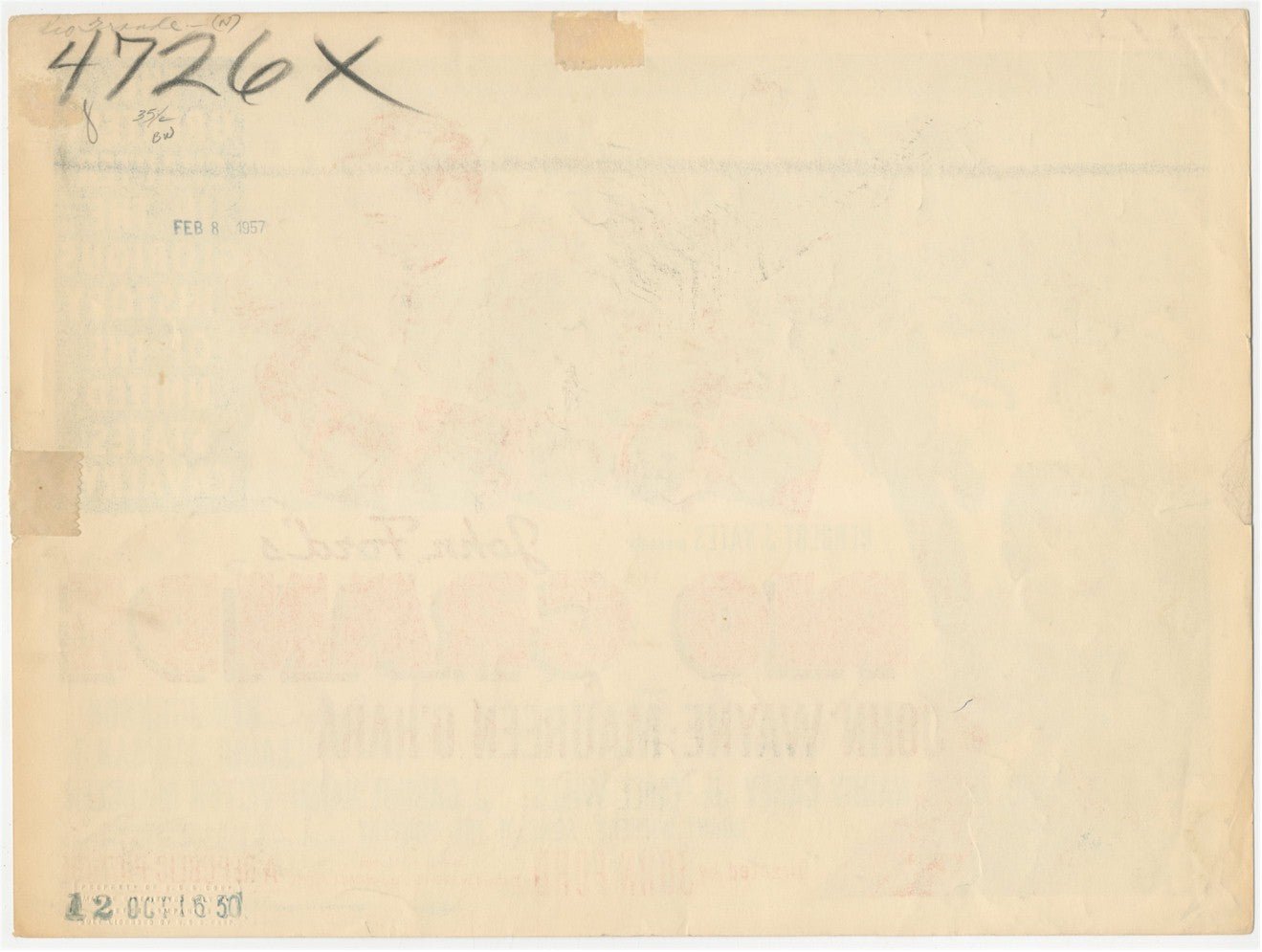 Original Vintage Movie Poster RARE Title Card RIO GRANDE John Wayne 1950