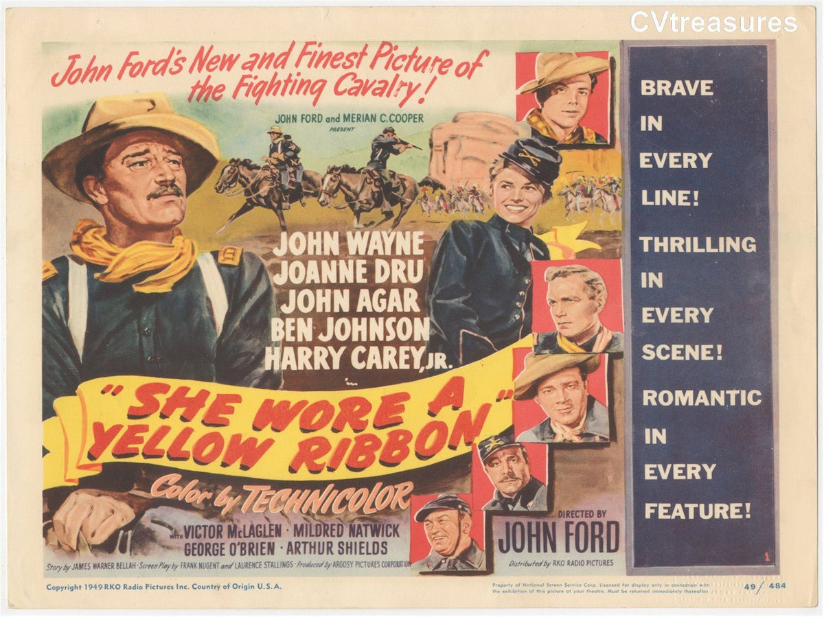 Original Vintage Movie Poster RARE Title Card SHE WORE A YELLOW RIBBON ...