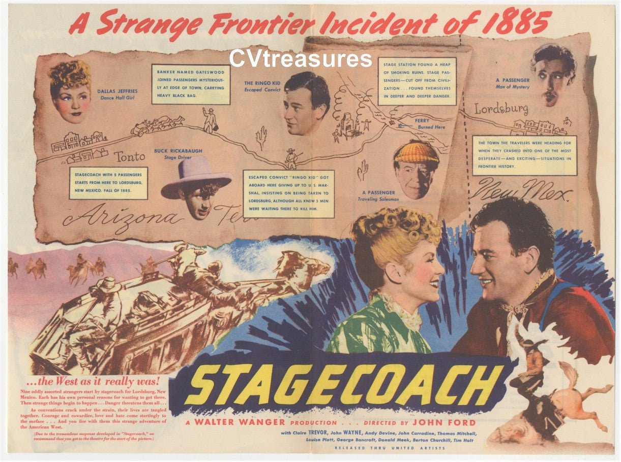 Original Vintage Movie Theater Herald STAGECOACH John Wayne, 1939