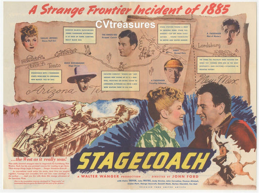 Original Vintage Movie Theater Herald STAGECOACH John Wayne, 1939