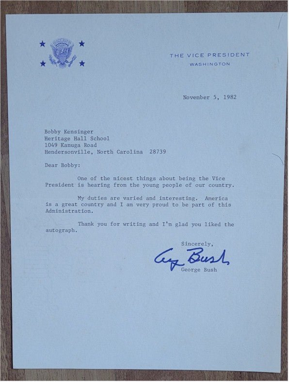 George Bush Note President George H.W. Bush Autograph in-person & Signed Letter ...