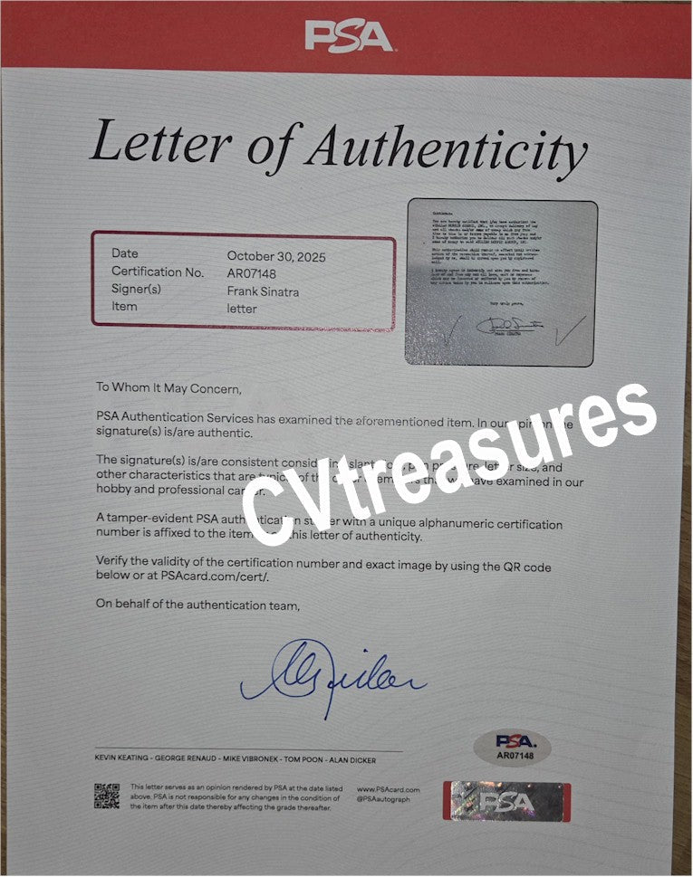 Rare Historical Autograph FRANK SINATRA Signed Autographed William Morris Agency Contract PSA Beckett 1956