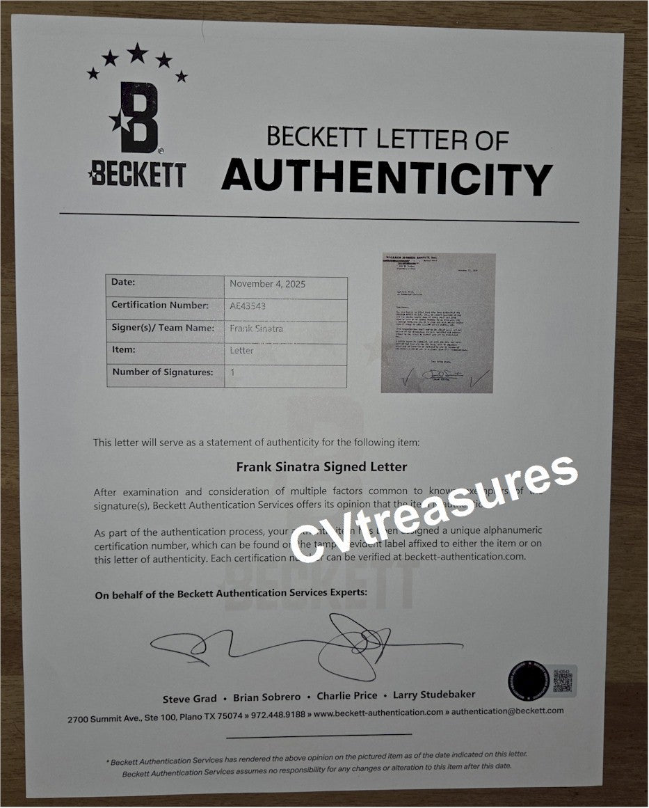 Rare Historical Autograph FRANK SINATRA Signed Autographed William Morris Agency Contract PSA Beckett 1956