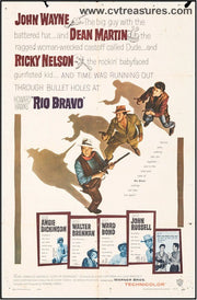 Vintage Western John Wayne Movie Poster Rio Bravo One Sheet John Wayne