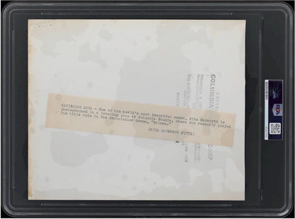 Rita Hayworth Original Vintage Authentic Type I Historical Photo PSA Certified TYPE I