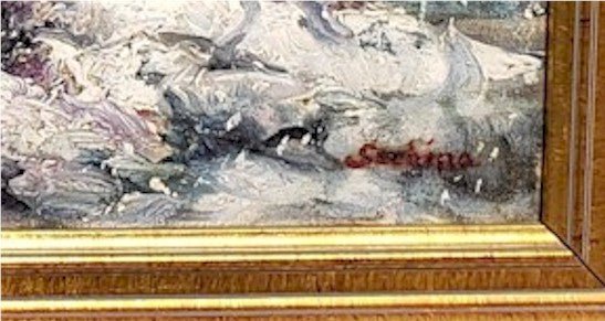 ROSARIO GERBINO vintage Antique Fine Art oil painting winter landscape snow scene