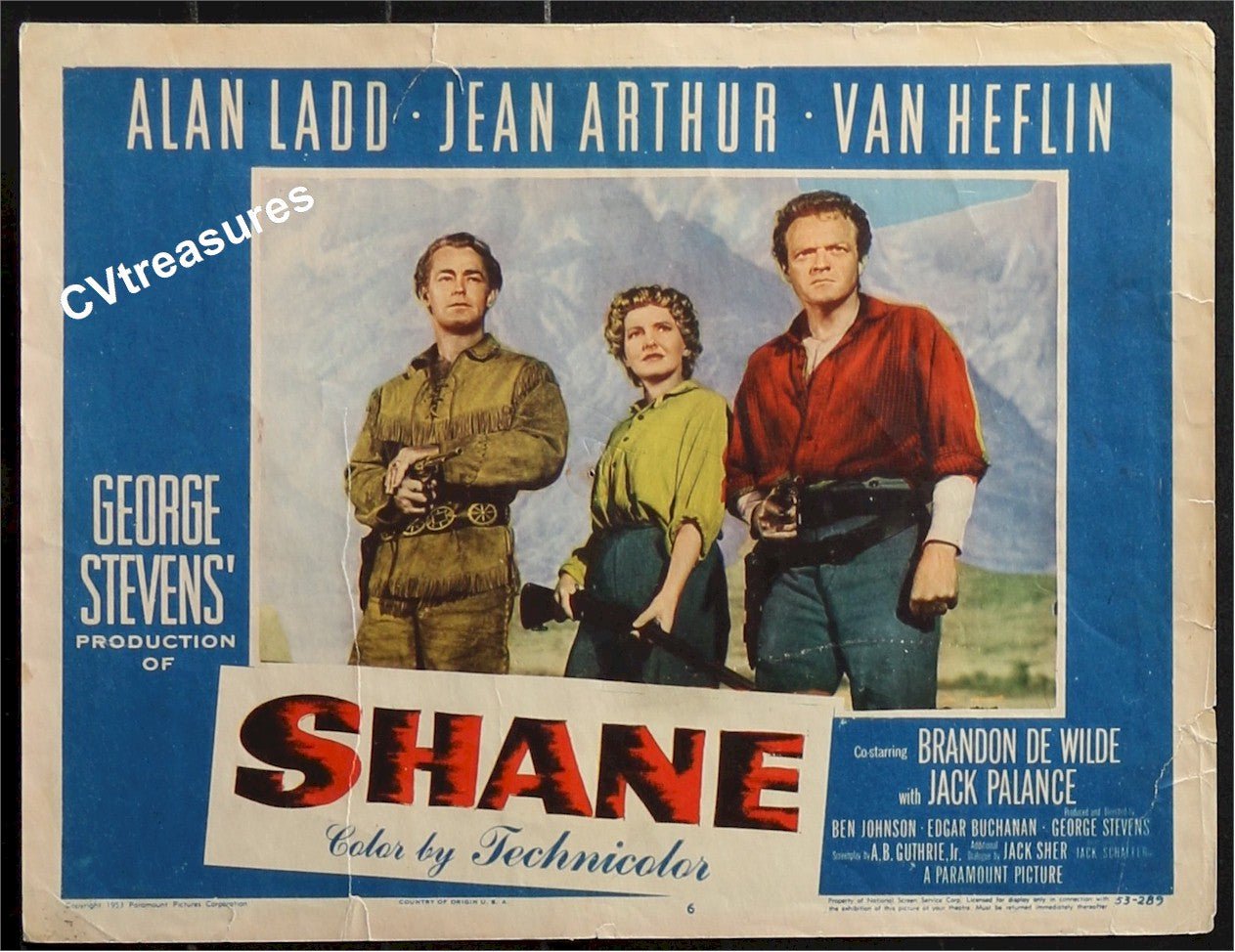 SHANE Original Vintage Lobby Card Movie Poster Alan Ladd Jack Palance 1953 6