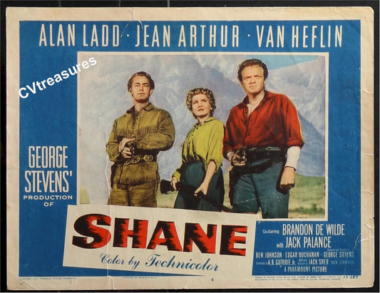 SHANE Original Vintage Lobby Card Movie Poster Alan Ladd Jack Palance 1953 6
