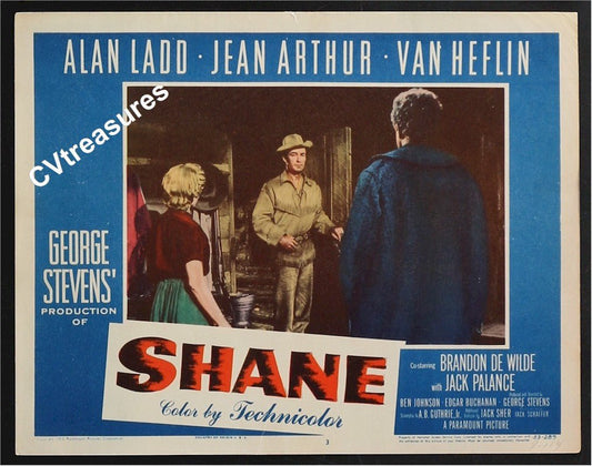 SHANE Original Vintage Lobby Card Movie Poster Western Alan Ladd Jack Palance 1953 3 b