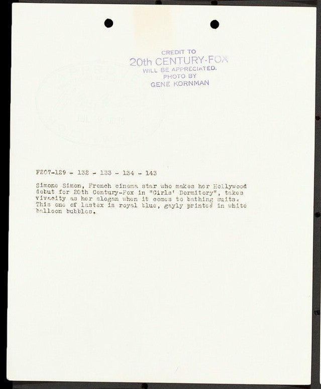 Simone Simon Type I Historic Keybook Photograph by Gene Kornman 1936 3