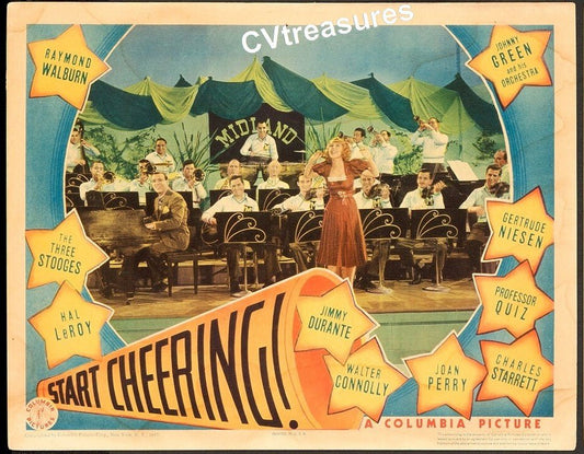 START CHEERING - THREE STOOGES Rare Original Authentic Vintage Lobby Card movie theater poster 1937 5