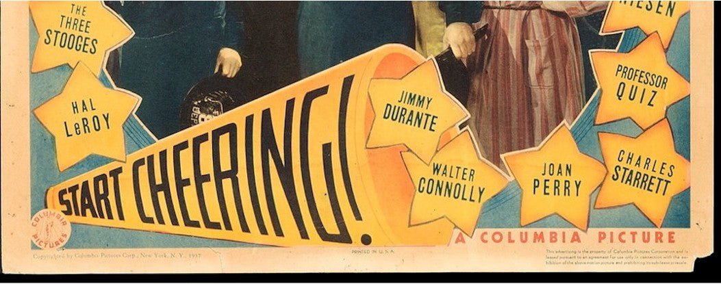 START CHEERING - THREE STOOGES Rare Original Authentic Vintage Lobby Card movie theater poster 1937