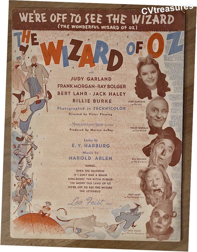The Wizard of Oz – Original Vintage Sheet Music with Illustrated Presentation Folder 1939