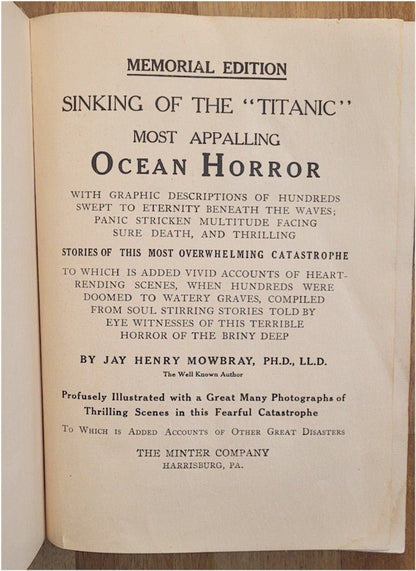 Titanic Book RARE Vintage Original 1912 - Sinking of the Titanic