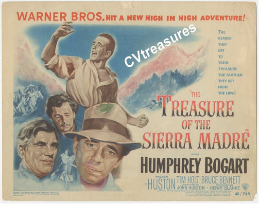 TREASURE OF THE SIERRA MADRE Vintage Movie Poster Title Lobby Card HUMPHREY BOGART 1948 2