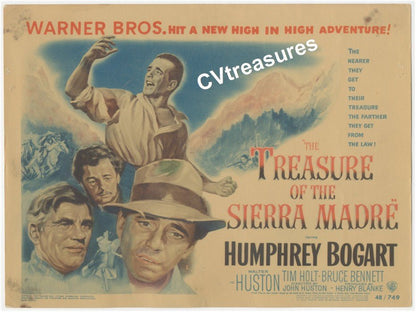 Treasure of the Sierra Madre Vintage Movie Poster Title Lobby Card Humphrey Bogart 1948