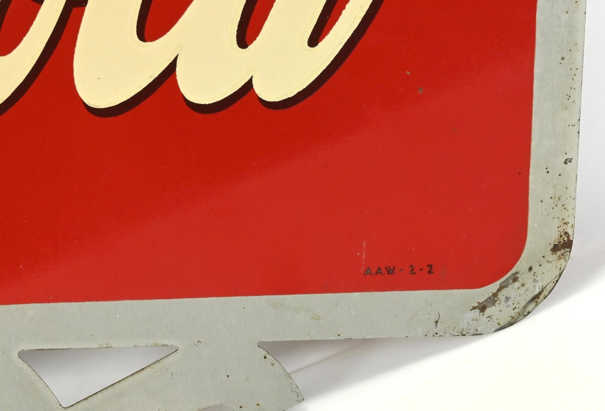 Vintage Advertising Coca-Cola Double-Sided Die-Cut Flange Sign A.A.W