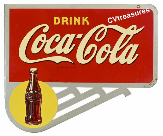 Vintage Advertising Coca-Cola Double-Sided Die-Cut Flange Sign A.A.W