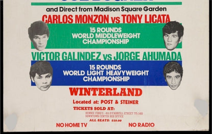 Vintage Boxing Poster Sports Memorabilia Muhammad Ali and Joe Bugner Fight 1975