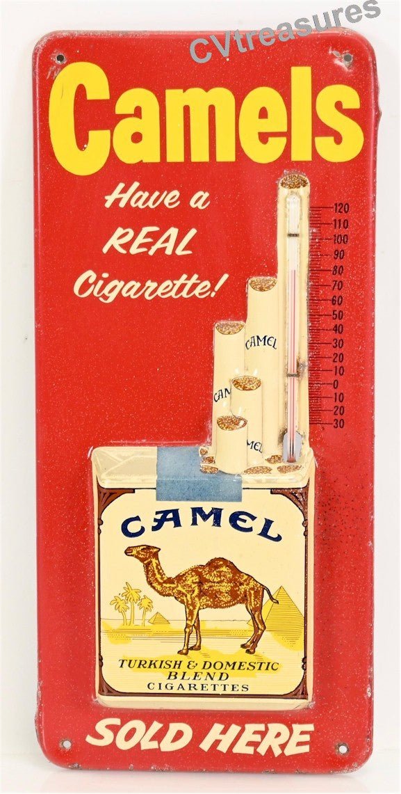 Vintage CAMEL Tin Lithograph Advertising Sign early 1950s