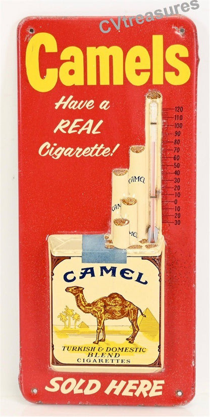 Vintage CAMEL Tin Lithograph Advertising Sign early 1950s