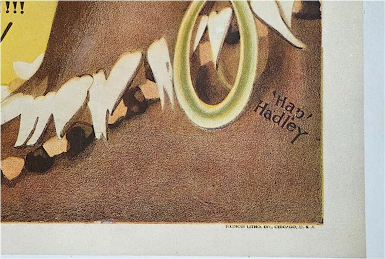 Vintage Circus Poster Ringling Brothers Barnum Bailey Human Oddities Ubangi Savages One Sheet w/Rare Date Tail Hap Hadley 1930 A++ Linen backed