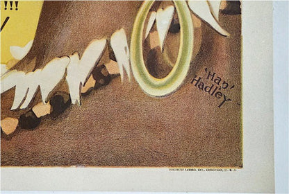 Vintage Circus Poster Ringling Brothers Barnum Bailey Human Oddities Ubangi Savages One Sheet w/Rare Date Tail Hap Hadley 1930 A++ Linen backed