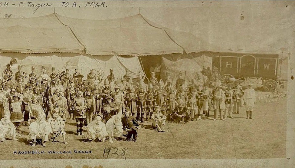 Vintage Circus Posters Memorabilia Collectibles Hagenbeck - Wallace Circus Panoramic Photograph 1928