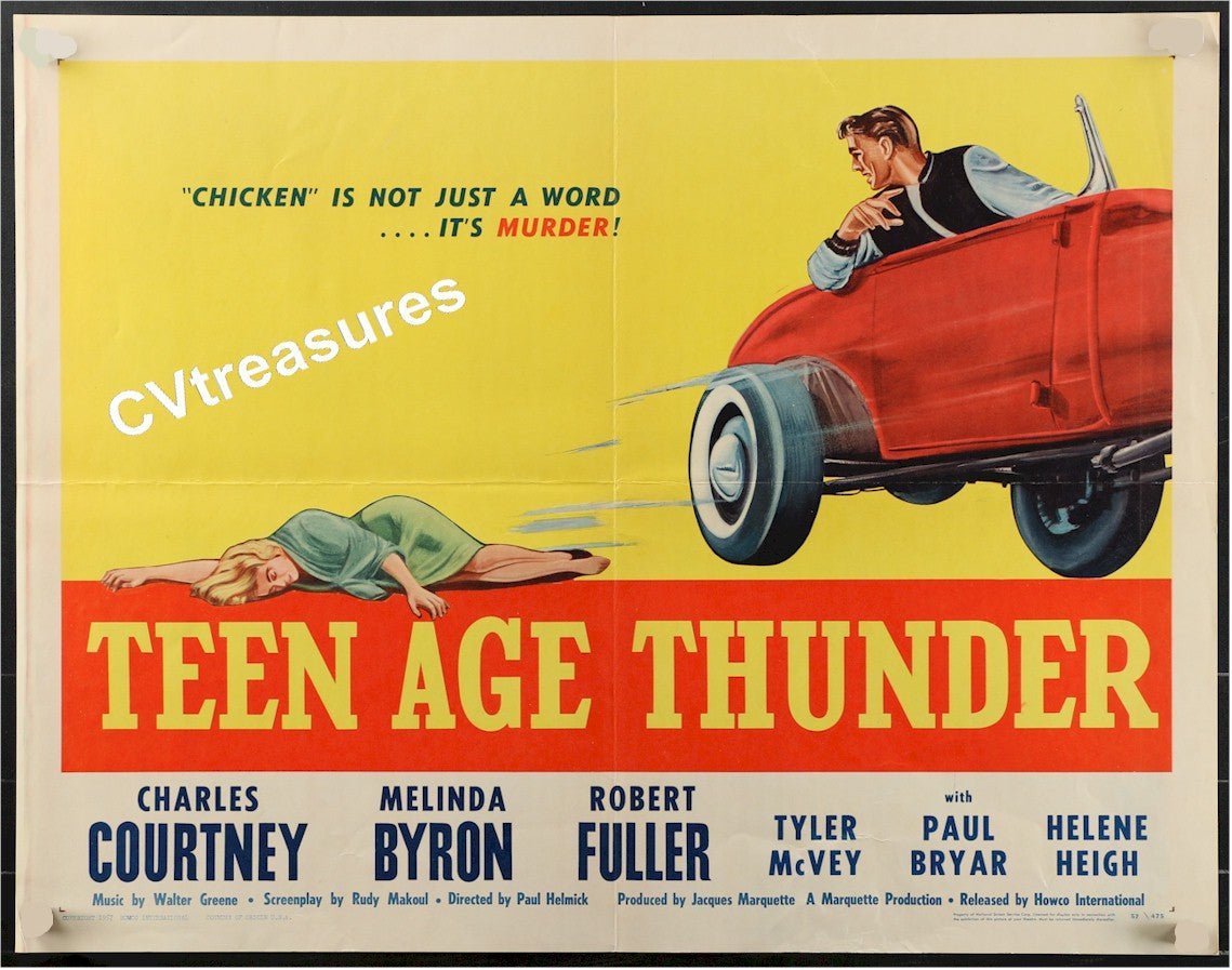 Vintage Classic Car Movie Poster TEEN AGE THUNDER Vintage Half Sheet Movie Poster