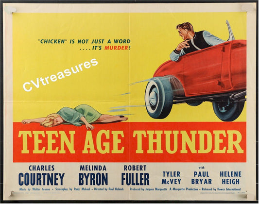 Vintage Classic Car Movie Poster TEEN AGE THUNDER Vintage Half Sheet Movie Poster