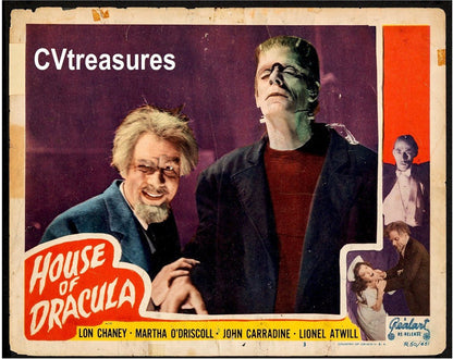 Vintage Horror Movie Poster Lobby Card HOUSE OF DRACULA Lon Chaney Frankenstein