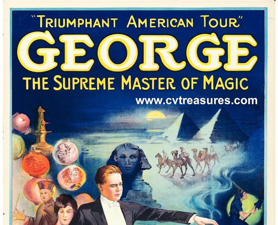 Vintage Magic Poster George Supreme Master of Magic one sheet Guaranteed Authentic Original A++