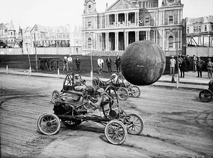 Vintage Sports Memorabilia Auto Racing Car Advertising Poster AUTO PUSHBALL 1910 A++