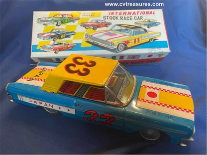 Vintage Tin Friction Toy Race Car Tohko - Toy Japan 1962