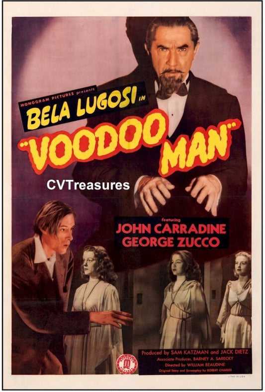 VOODOO MAN Original Vintage Movie Film Horror Poster One Sheet linen backed Bela Lugosi 1944