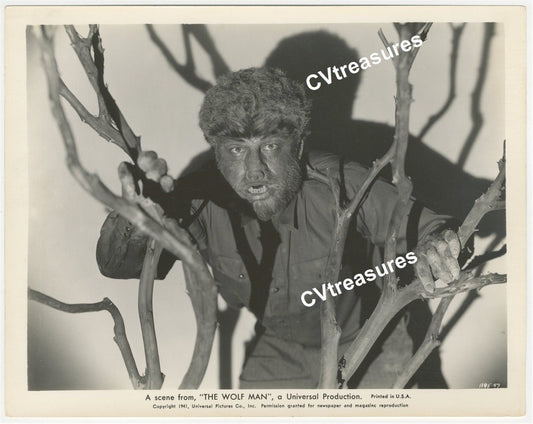 WOLF MAN Original TYPE I Vintage Horror Movie Photo Lon Chaney closeup